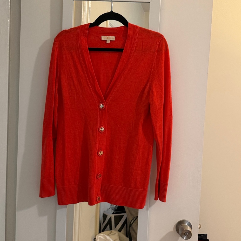Tory Burch Vibrant Orange Cardigan